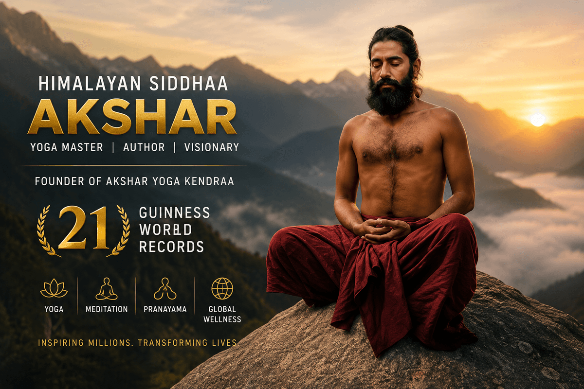 Himalayan Siddhaa Akshar leading a large yoga event
