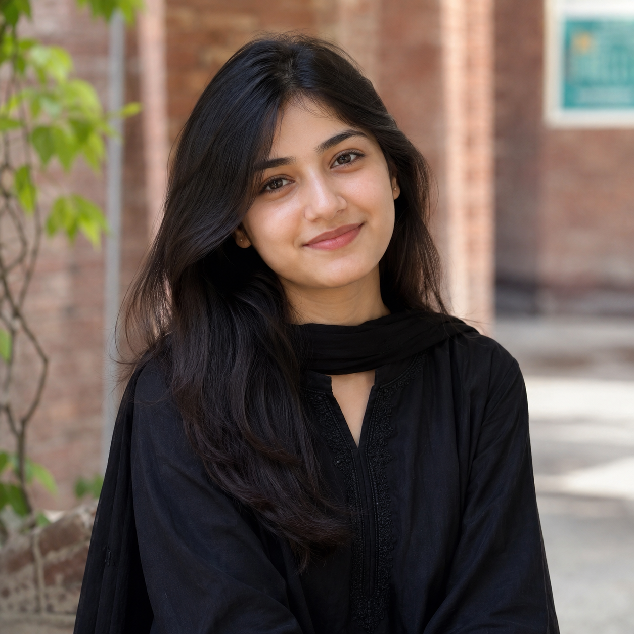 Portrait of Areeba Khan, a student from Lahore